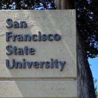 SF State sign letters cast a shadow